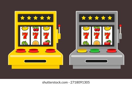 Slot machine. Vector flat illustration isolated on grey background.