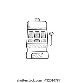 Slot machine vector sketch icon isolated on background. Hand drawn Slot machine icon. Slot machine sketch icon for infographic, website or app.