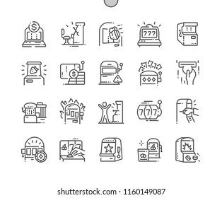 Slot Machine Well-crafted Pixel Perfect Vector Thin Line Icons 30 2x Grid for Web Graphics and Apps. Simple Minimal Pictogram