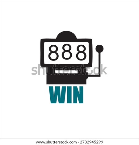 Slot Machine Win Icon with Jackpot Concept in Flat Design