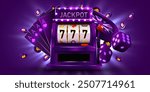 Slot machine wins the jackpot. 777 Big win concept. Online Casino jackpot. Vector illustration