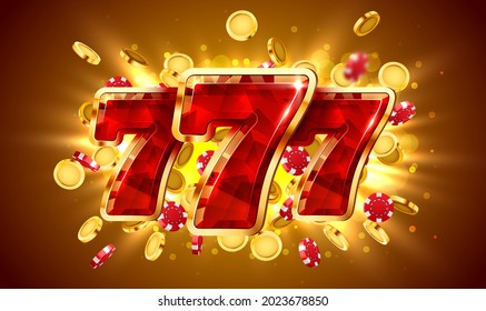 Slot machine wins the jackpot. 777 Big win concept. Casino jackpot. Vector illustration