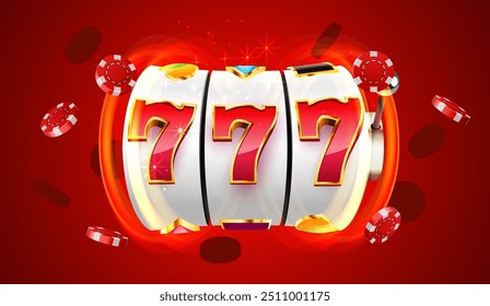 Máquina de fenda ganha o jackpot. 777 Conceito de grande vitória. Jackpot Casino. Ilustração vetorial