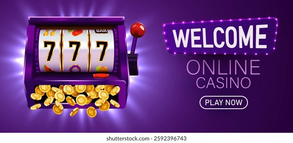 Slot machine wins the jackpot. 777 Big win concept. Casino jackpot. Vector illustration