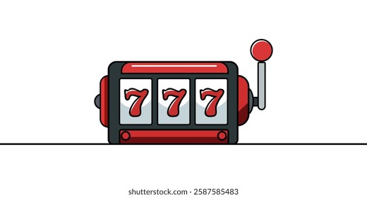 Slot machines. Jackpot spinning machine, spin gaming device line drawn