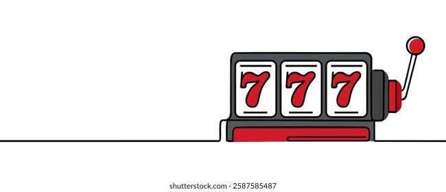 Slot machines. Jackpot spinning machine, spin gaming device line drawn
