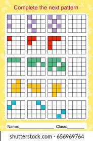 Slot The Pattern, Complete The Next Pattern, Worksheet For Kids