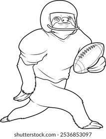 Sloth American Football Sports Animal Vector Graphic Art Illustration