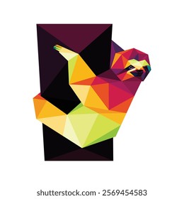 Sloth Animal Colorful Polygonal Abstract Vector. Vector Illustration of Sloth. Colorful Abstract Illustration of Sloth