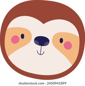 Sloth Animal Face Vector Illustration