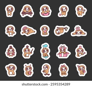 Sloth animal set featuring adorable kawaii cartoon characters expressing different emotions and poses while celebrating, relaxing, playing, and enjoying everyday activities, for yours design projects