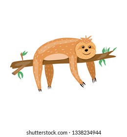 Sloth. Animals Cute cartoon character. Scandinavian style. Lazy. Encouraging inscription. For printing on a postcard, a poster, a children's book. For your design.