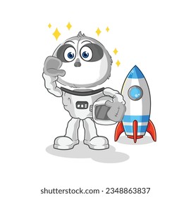 the sloth astronaut waving character. cartoon mascot vector