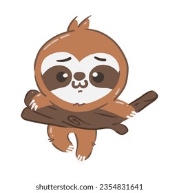 Sloth bear cartoon characters . Hand drawn style . White isolated background . Vector .