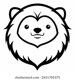 Urso Preguiça Cabeça Arte no fundo branco - Vetor de vida selvagem indiano mínimo