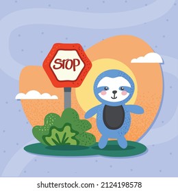 sloth bear with stop signal character