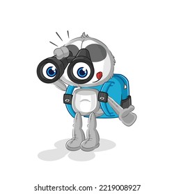 the sloth with binoculars character. cartoon mascot vector