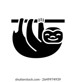 sloth black flat icon for digital and print projects. South american animals. Minimal clean icons for apps and websites. Modern simple icons for UI UX and branding