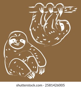 Sloth ,Sloth Brush , Sloth Drawing ,Sloth Line