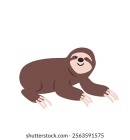 Sloth cartoon clipart. Sloth vector illustration in flat style. Hand-drawn wild animal concept