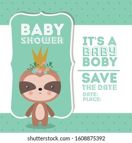 sloth cartoon design, Baby shower invitation party card and decoration theme Vector illustration