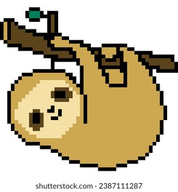 Sloth cartoon icon in pixel style