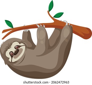 Sloth cartoon vector art and illustration