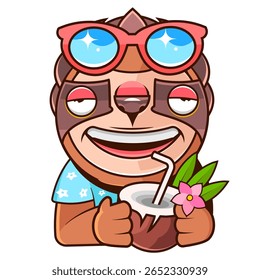 Preguiça arrefecendo em rede bebendo coco. Imagem de estilo desenhado à mão Perfeito para sites de jogos e páginas de erro de aplicativo de busca.