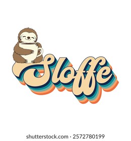 Sloth and Coffee Combo Perfect Graphic Design for Merchandise