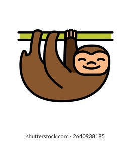 sloth color line icon for digital and print projects. South american animals. Minimal clean icons for apps and websites. Modern simple icons for UI UX and branding