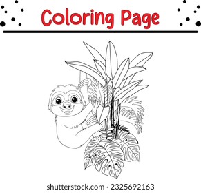 Sloth Coloring book for children. animal coloring page