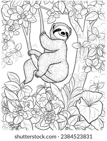 sloth coloring pages for adults