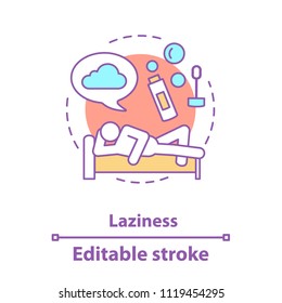 Sloth concept icon. Laziness. Procrastination. Wasting time idea thin line illustration. Rest. Vector isolated outline drawing. Editable stroke