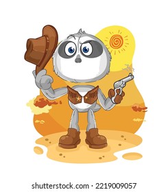 the sloth cowboy with gun character vector