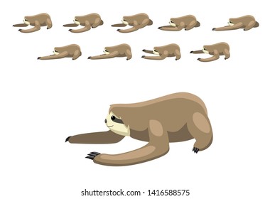 Sloth Crawling Animation Sequence Cartoon Vector