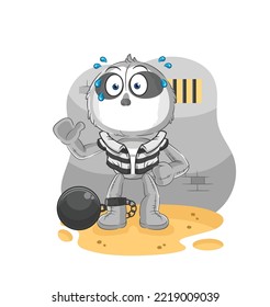 the sloth criminal in jail. cartoon character