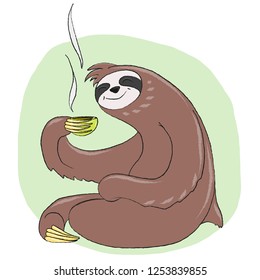 Sloth with a cup