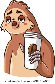 sloth cup of cappuccino coffee