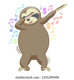 Sloth dabbing clipart