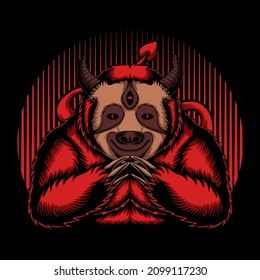 Sloth devil vector illustration for your company or brand