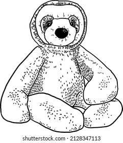 Sloth Doll Animal Soft Toy Hand Drawn Line Art Illustration