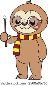 Sloth dressed as a wizard vector illustration