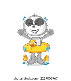 the sloth with duck buoy cartoon. cartoon mascot vector