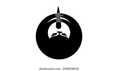 sloth emblem, , black isolated silhouette