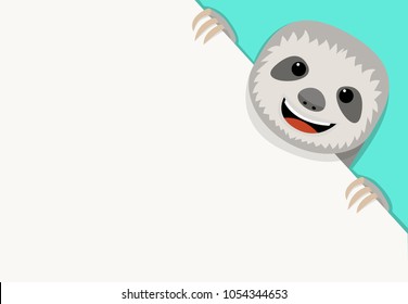 Sloth and empty white paper, vector design