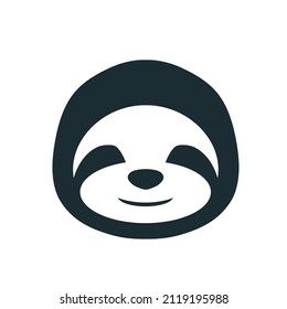 Sloth face logo icon sign Animal emblem Smile symbol Cute funny modern design Cartoon children's style Fashion print clothes apparel greeting invitation card cover flyer poster ad banner sticker badge