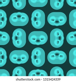 Sloth face pattern seamless. lazybones animal Cartoon background. Vector texture