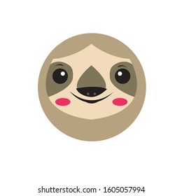 sloth face vector design. sloth head logo icon.