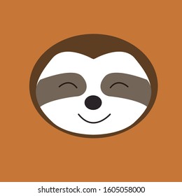 sloth face vector design. sloth head logo icon.