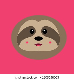 Sloth Face Vector Design. Sloth Head Logo Icon.